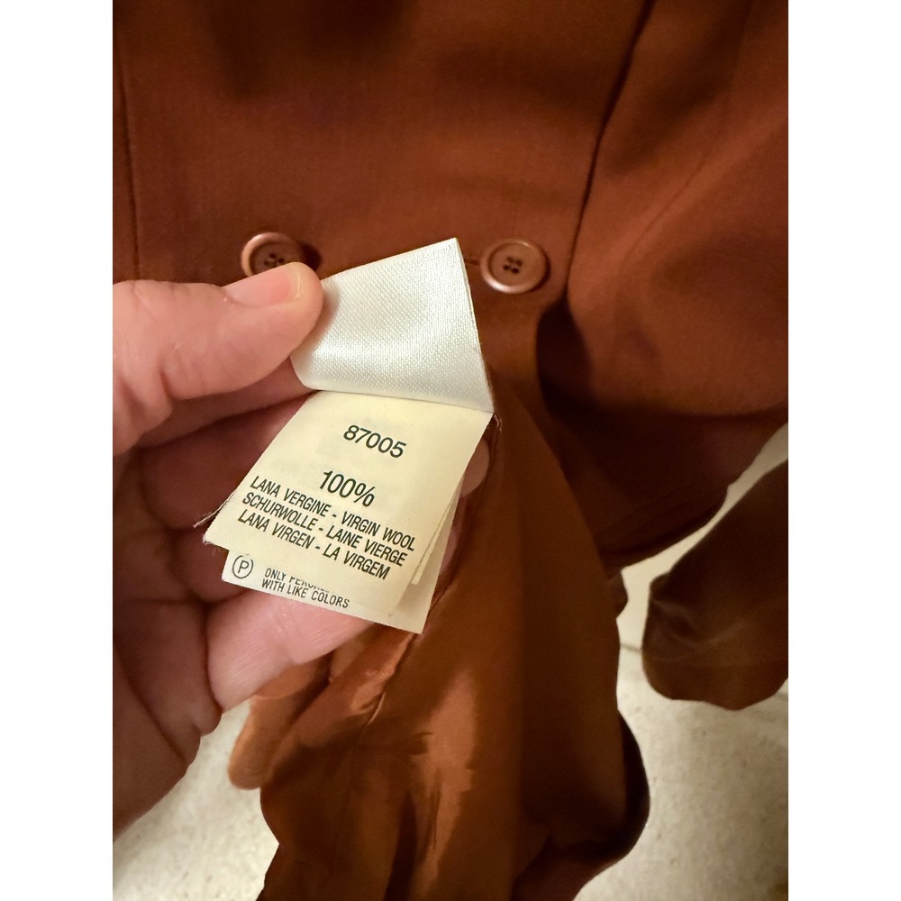 VTG Henri Bendel Italy 100% Wool Womens Brown Double Breasted Blazer‎ Size 6 - Picture 5 of 12